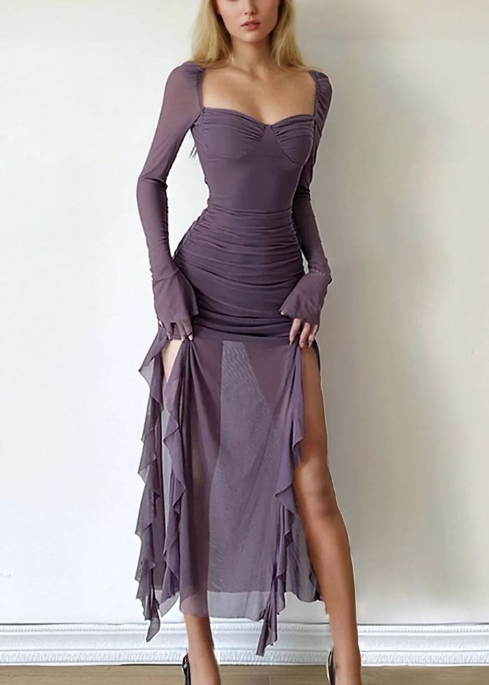 Elegant Purple Mesh Dress