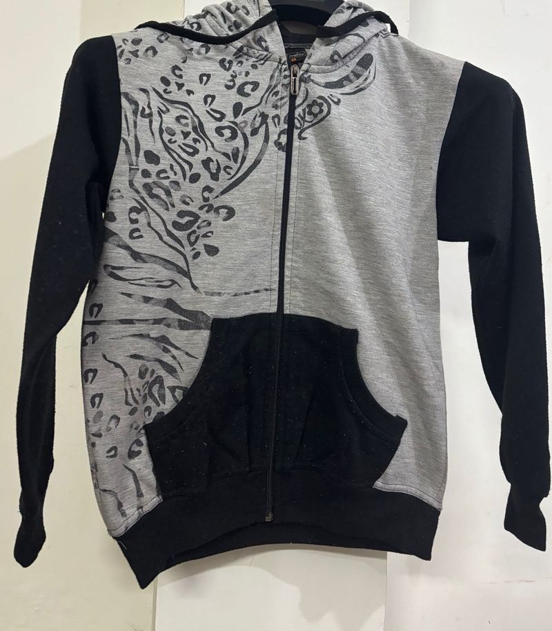 Animal Print Zip-Up Hoodie
