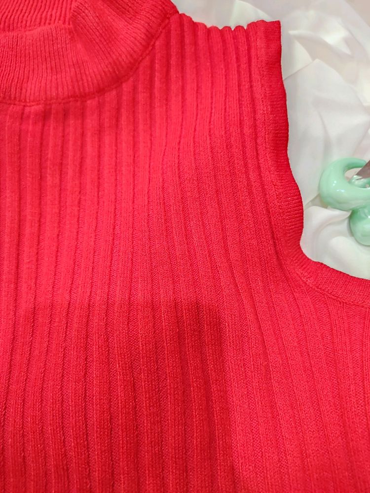 Korean Ribbed Sleeveless Turtleneck Top