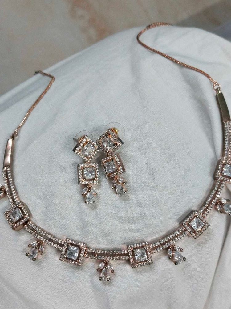 Oxidised American Diamond Set