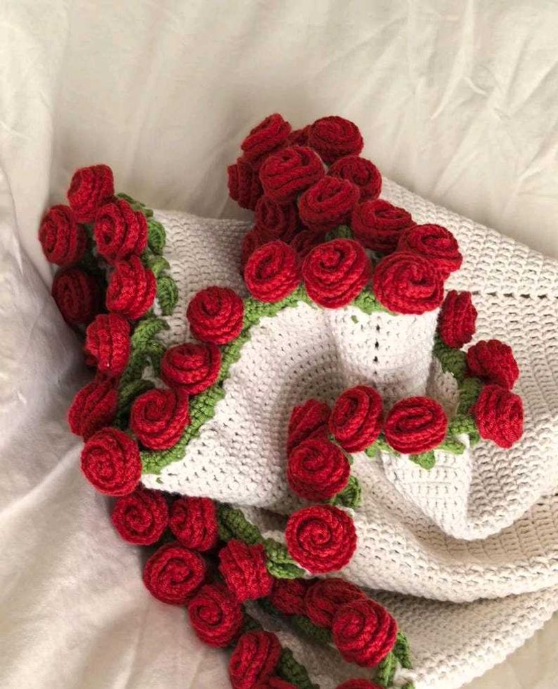 Crocheted Rose Blanket