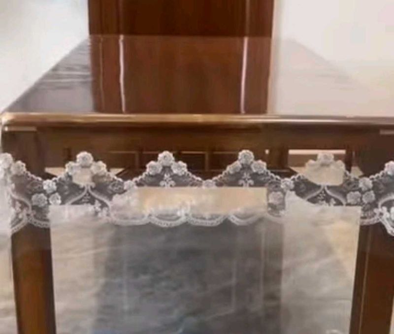 Transparent Table Cover with Lace Border