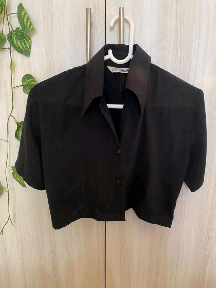Black Crop Top Shirt