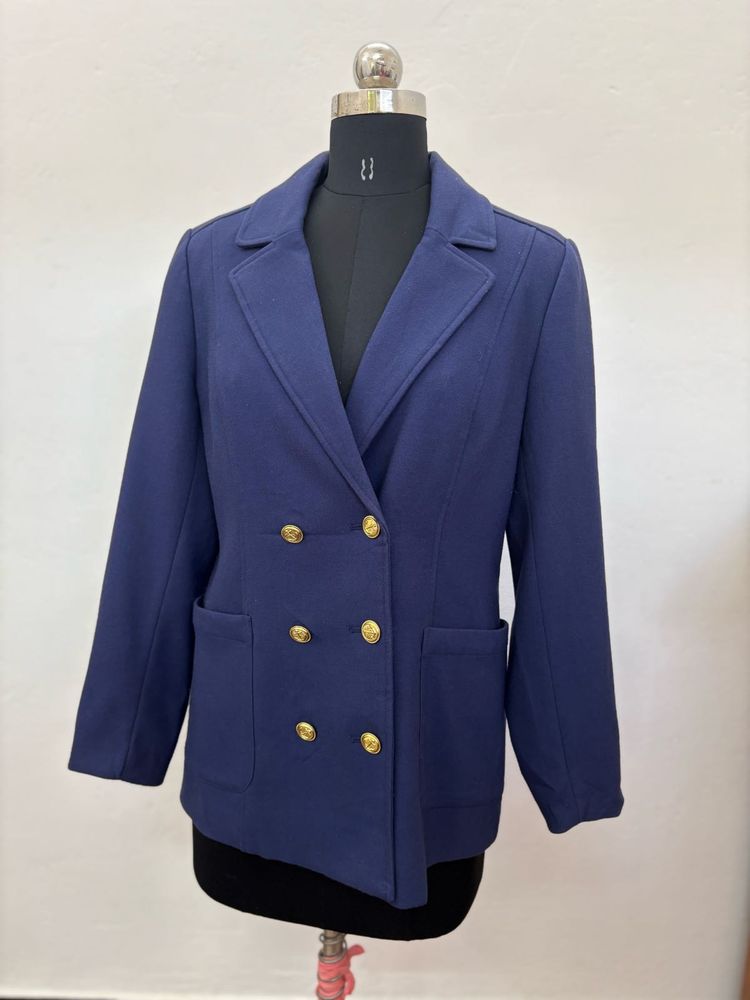 Navy Blue Double-Breasted Blazer
