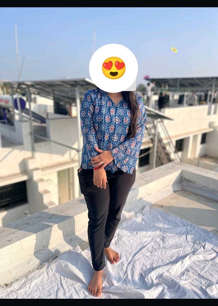 Stylish Blue Printed Top