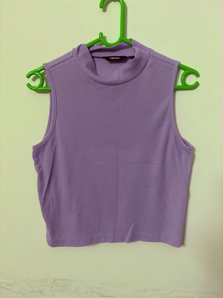 Westside Nuon - Purple Mock Neck Sleeveless Top