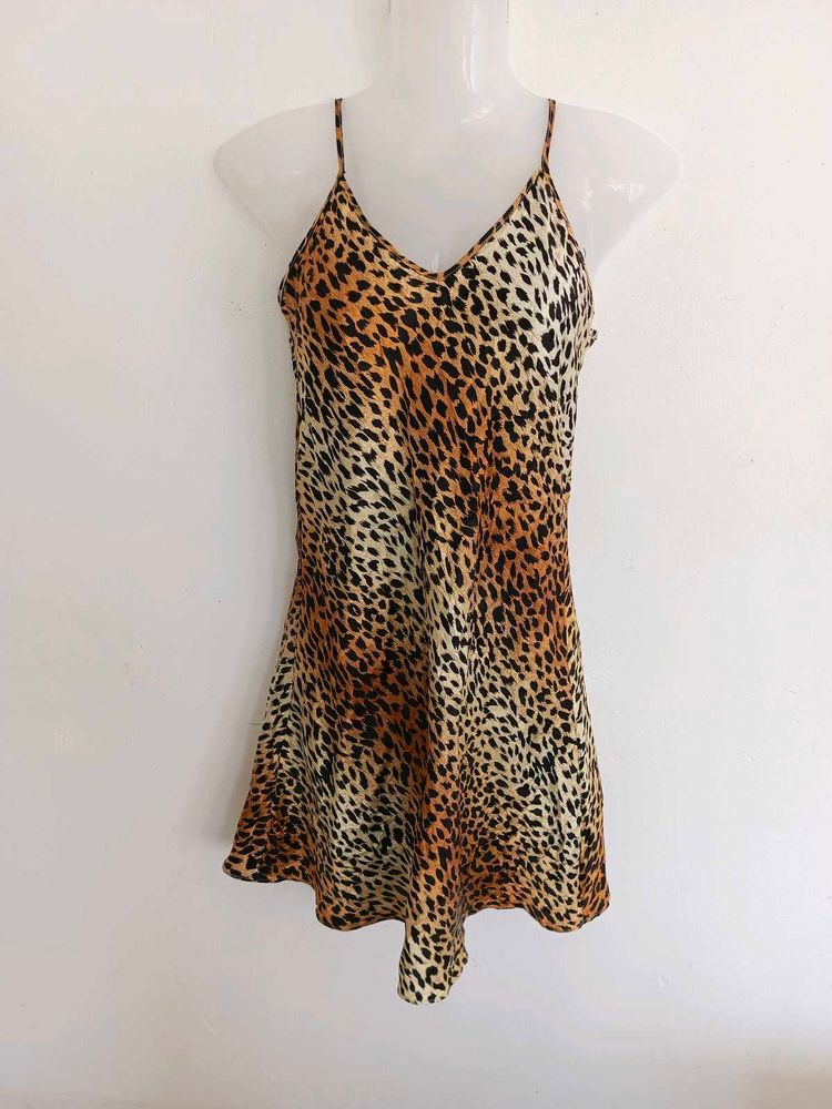 Animal Print satin Slip Dress