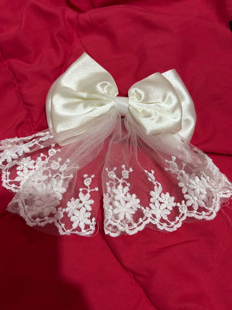 Cute White Lace Hair Bow