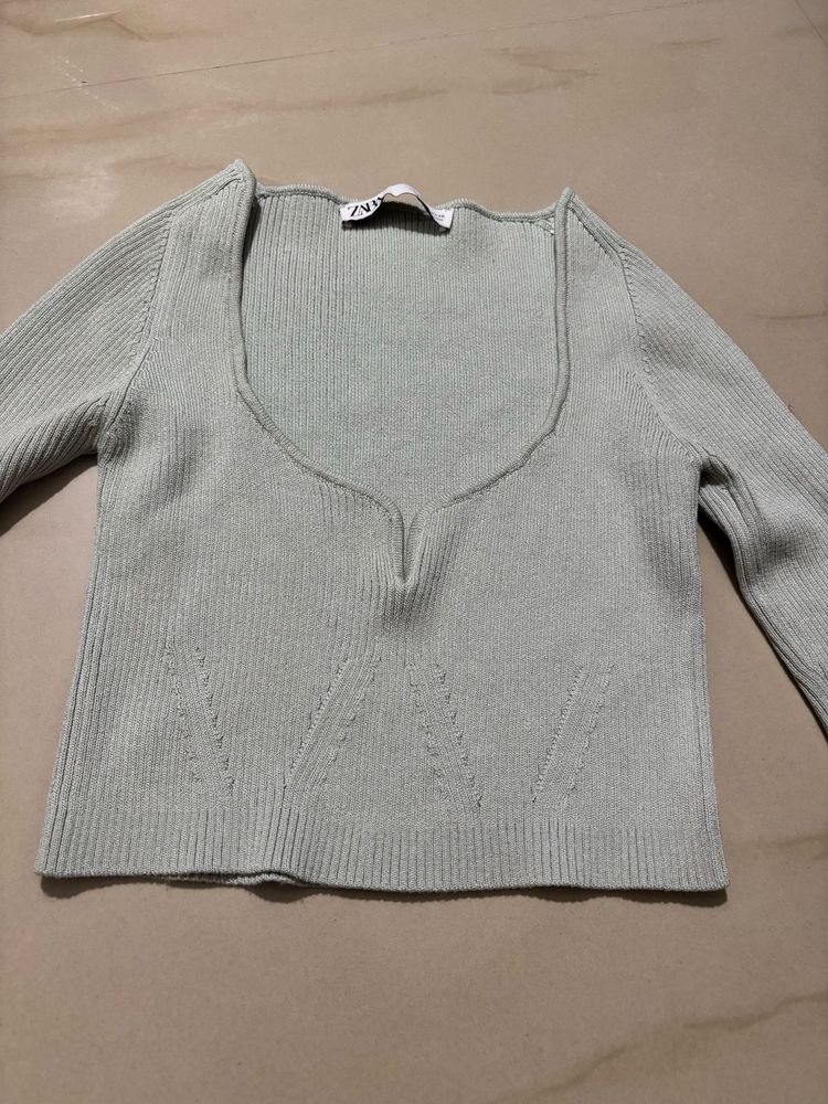 Zara Knit Top - Sage Green