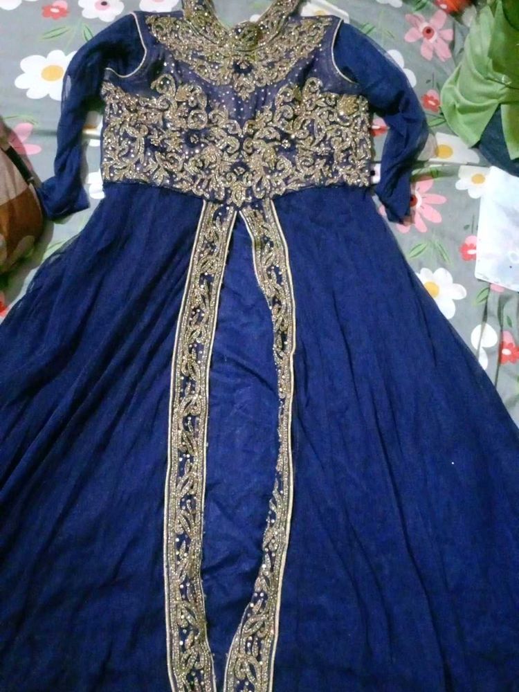 Elegant Blue &amp; Gold Party Dress