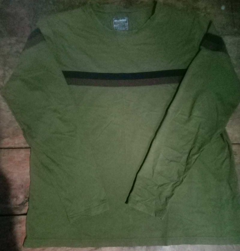 Vintage Olive Green Striped Long Sleeve.