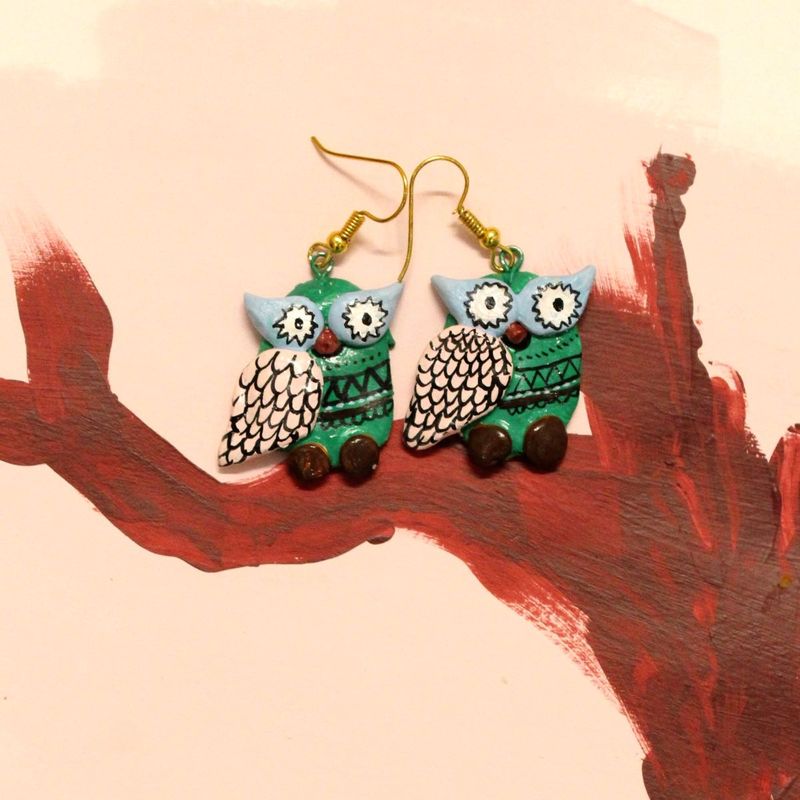 Handpainted Owl Earrings
