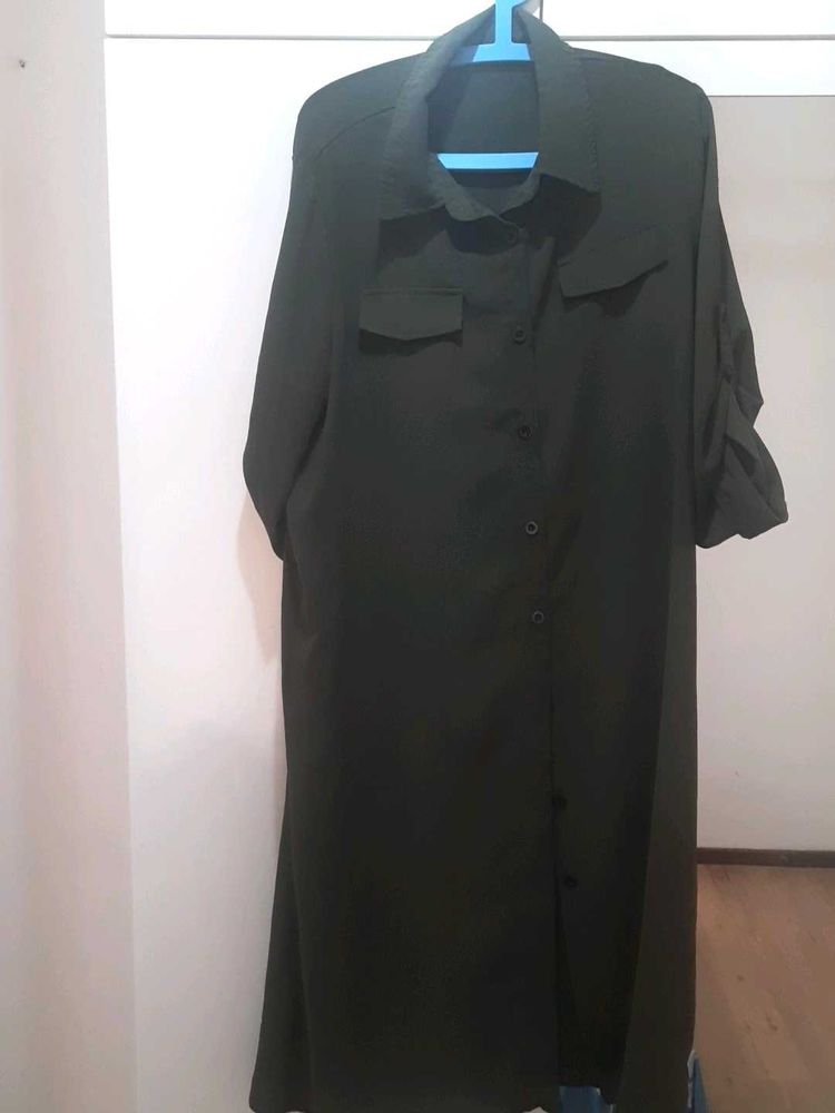 Olive Green Shirt Dress