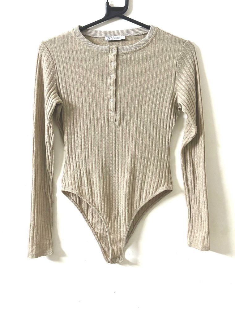 Ribbed Henley Bodysuit