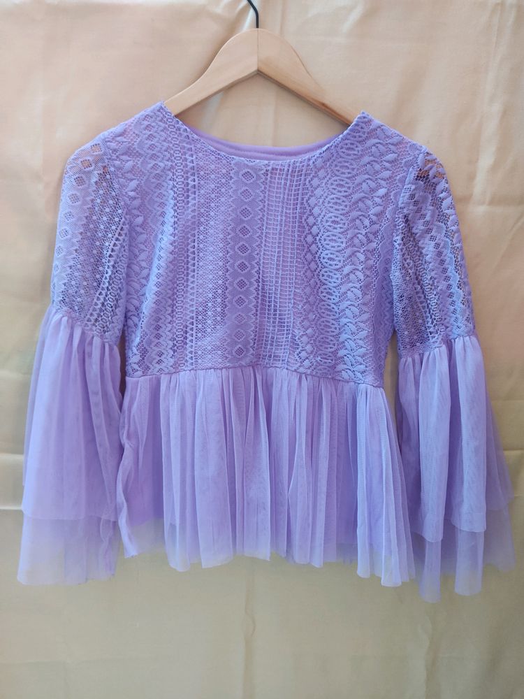 lavender cute net top for women