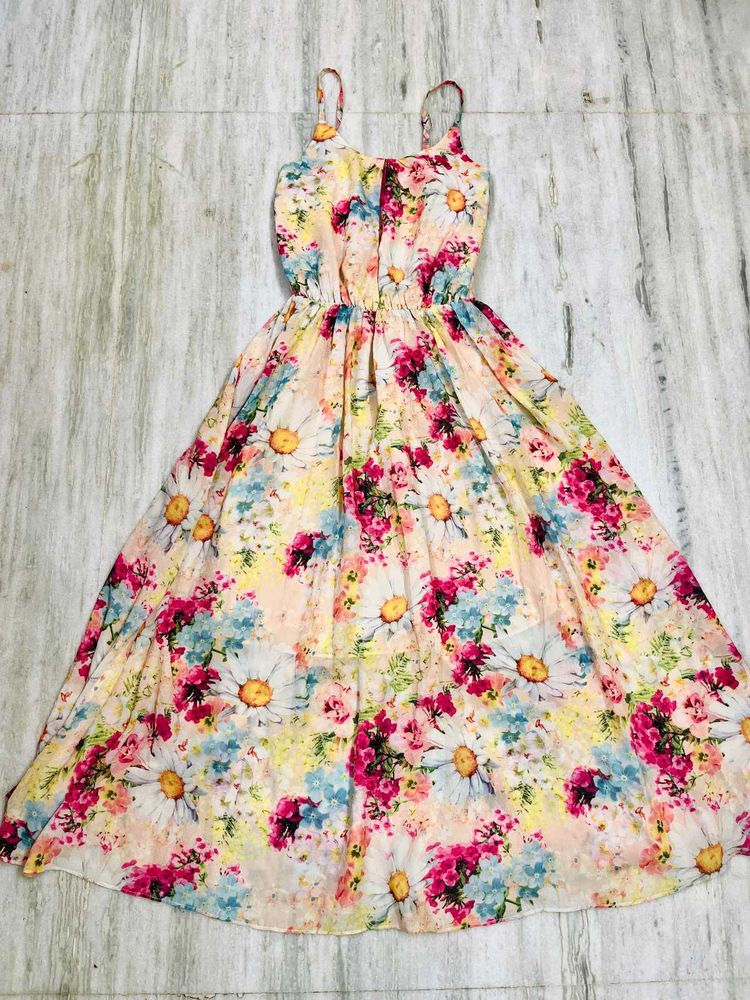Floral Print Sundress With Straps