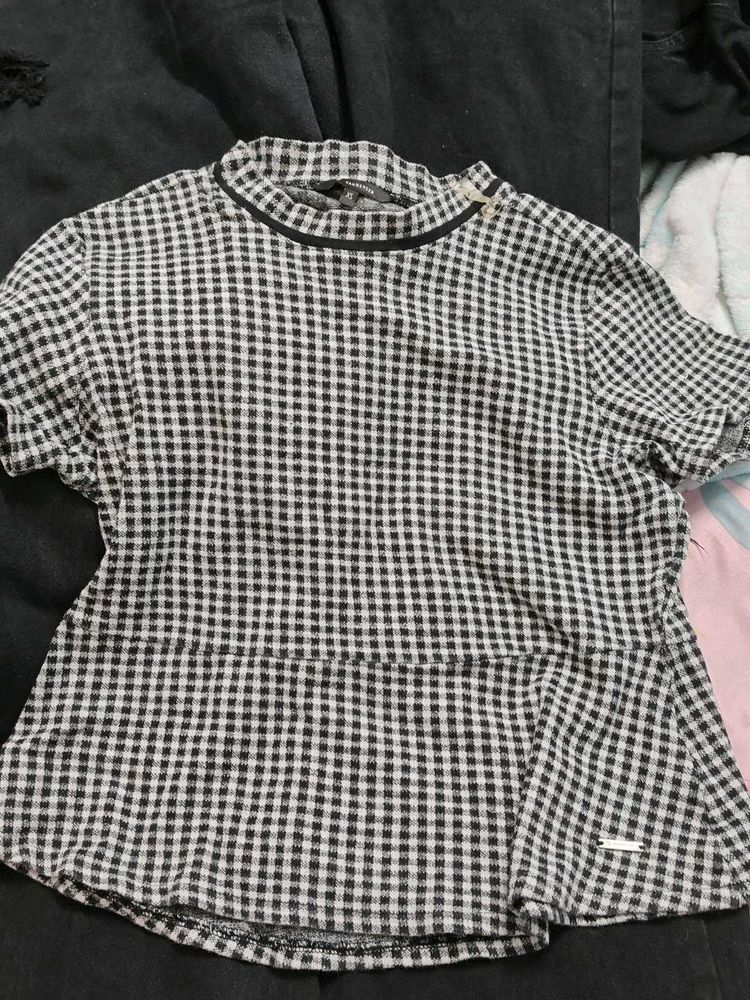 Gingham Peplum Top