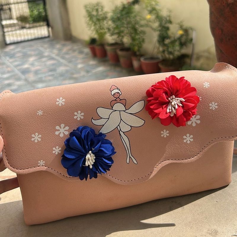 Pink Flower Accent Sling Bag