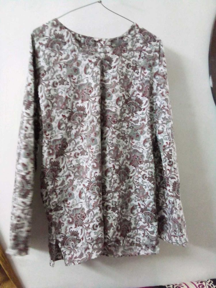 White With Design Print Kurta