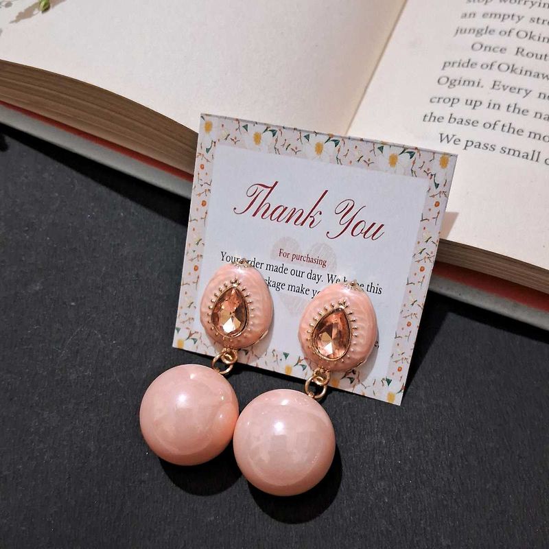 Pink Teardrop &amp; Sphere Earrings