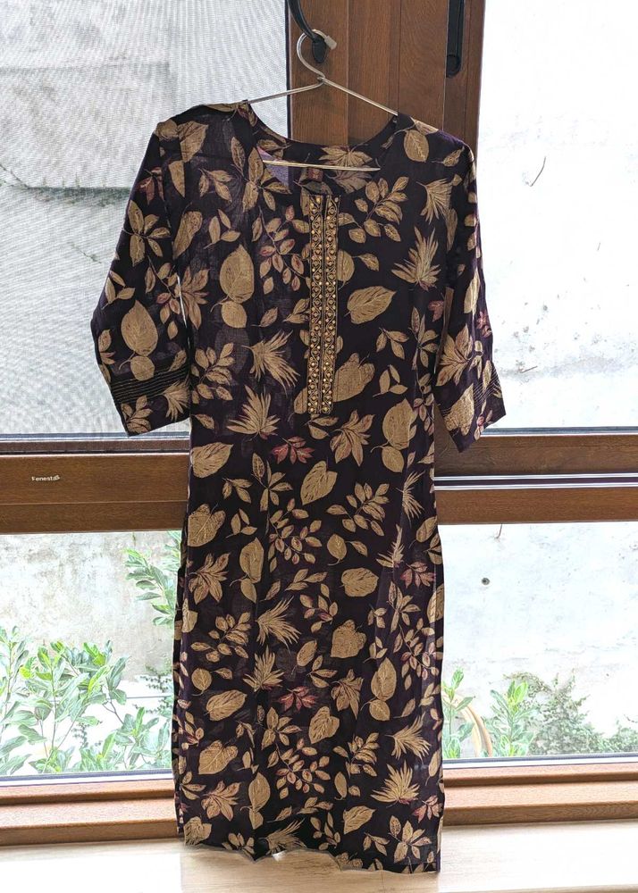 Floral Print Purple Kurta