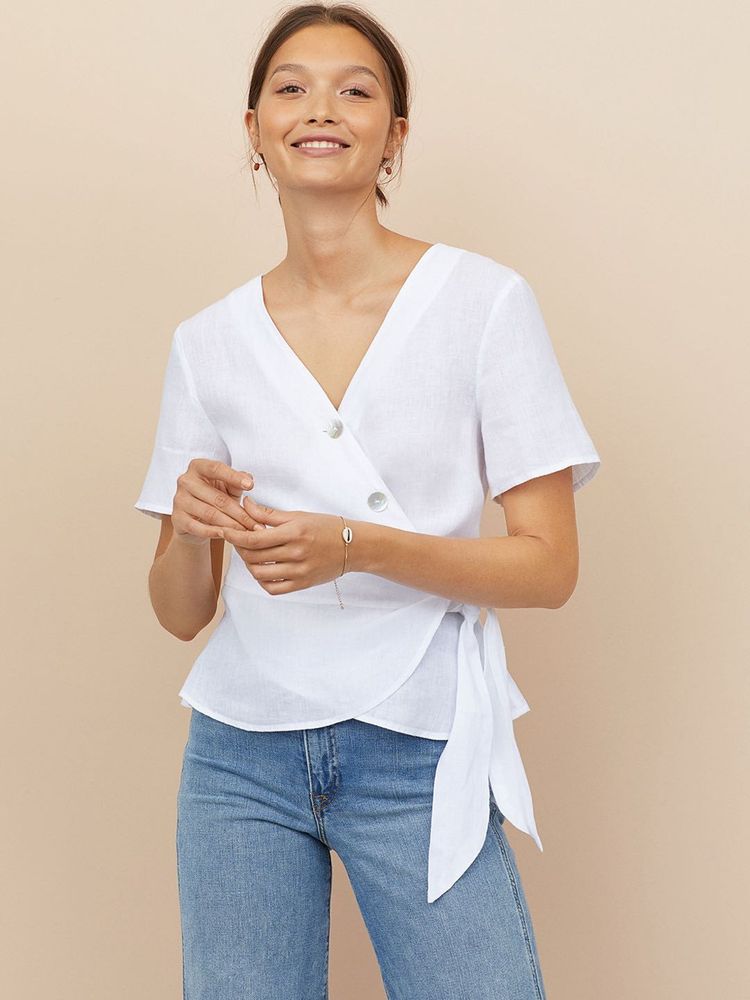 H&amp;M Wrap Up Linen Top