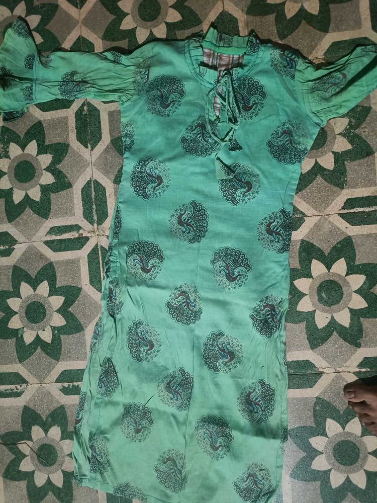 Green Printed Kurta