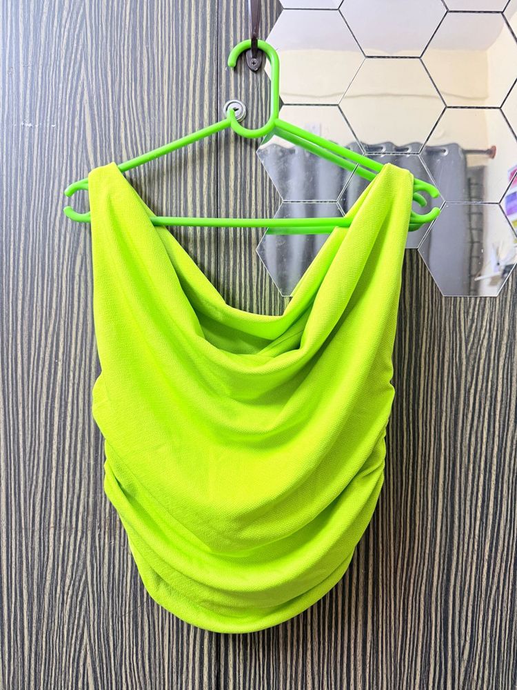 UPTOWNIE Neon Green Ruched Top