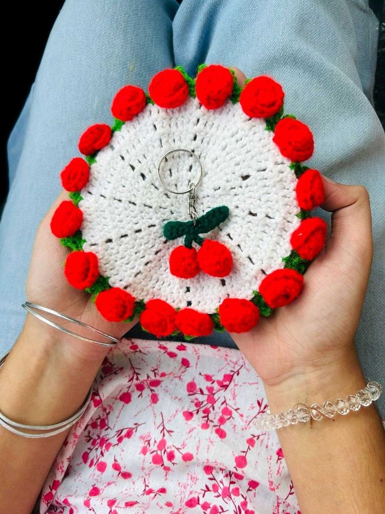 🍒 Handmade Crochet Cherry Keychain