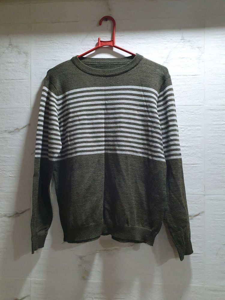 Striped Olive Green Pullover