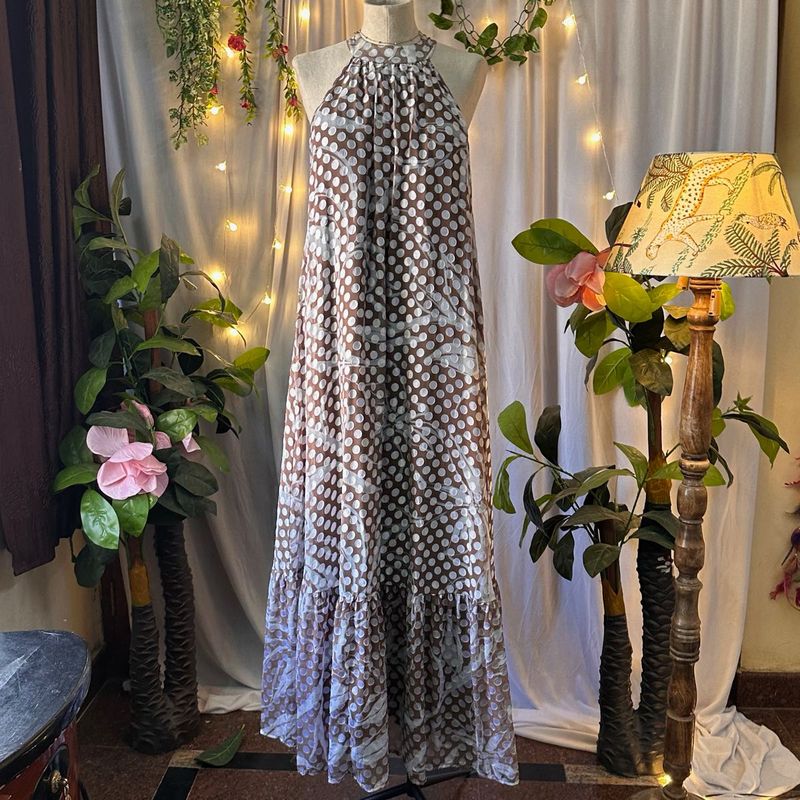 Elegant Polka Dot Maxi Dress