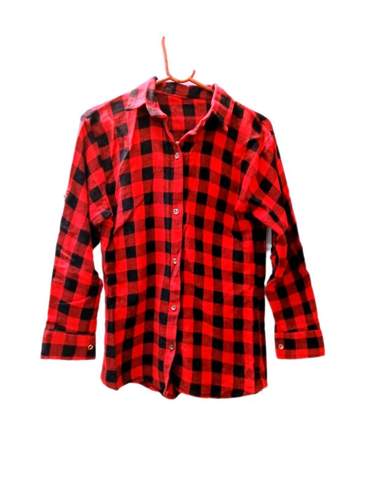 Red &amp; Black Plaid Flannel Shirt