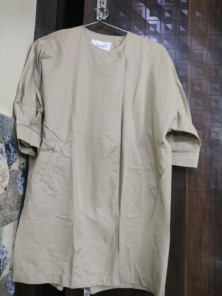 Khaki Cotton Jacket For Women