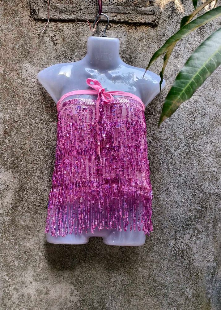 VNM. Pink Sequin Tube Top