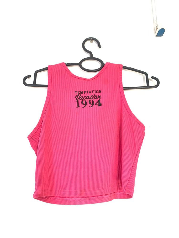 Pink Ribbed Cropped Tank