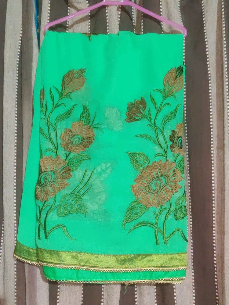 Price Drop: Green Threadwork Saree