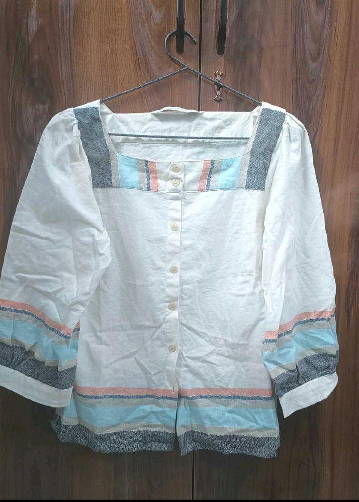 White Button-Down Top