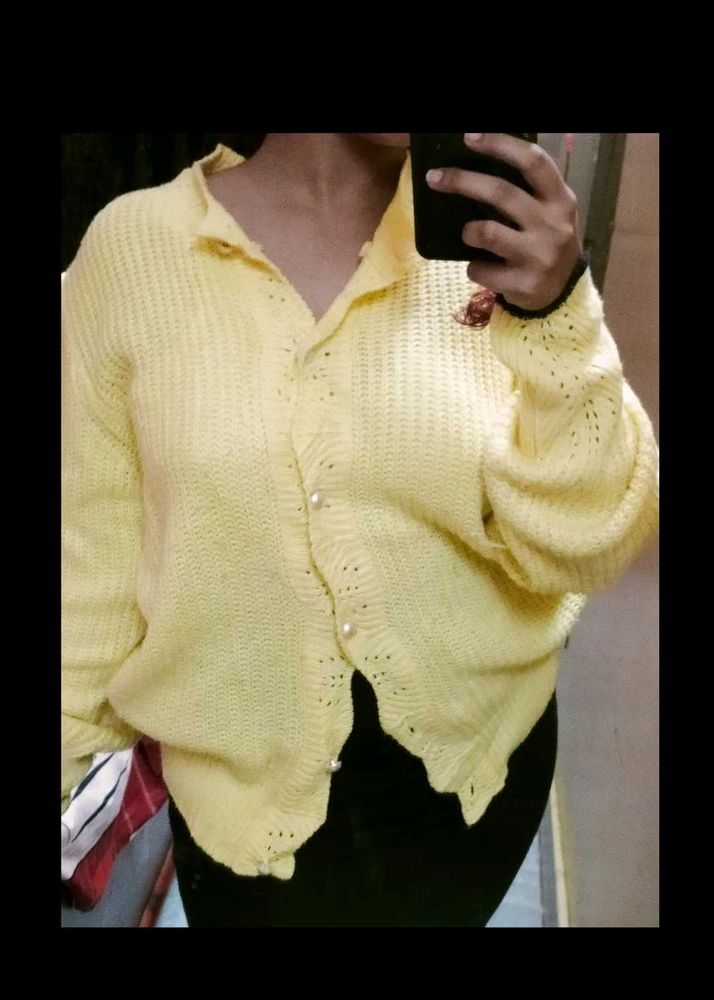 Cute Crochet Korean Yellow Sweater