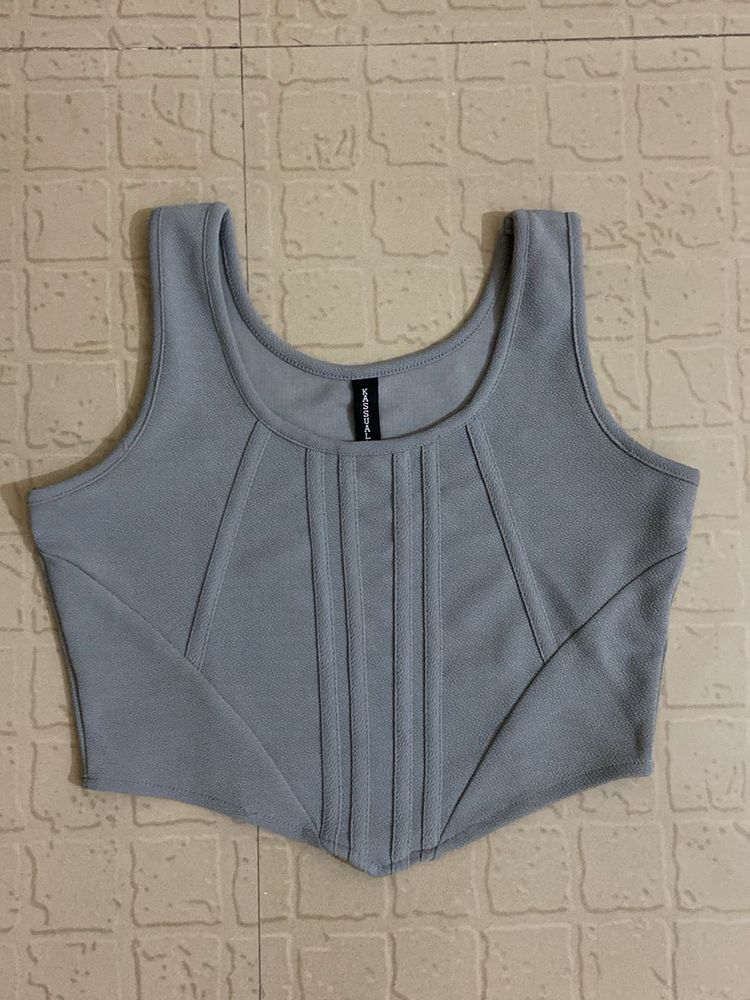 silver crop corset Tank Top
