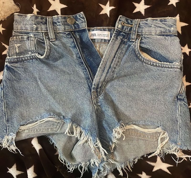Zara Distressed Denim Shorts
