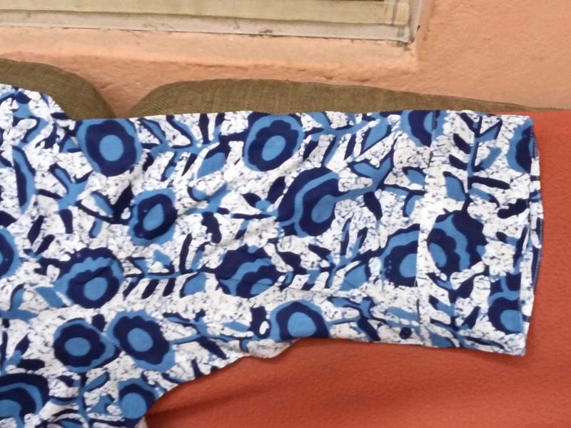 Brand New Blue Floral Print Kurti - 4XL Size