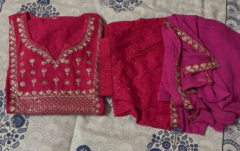 Elegant Pink Embroidered Kurta Set