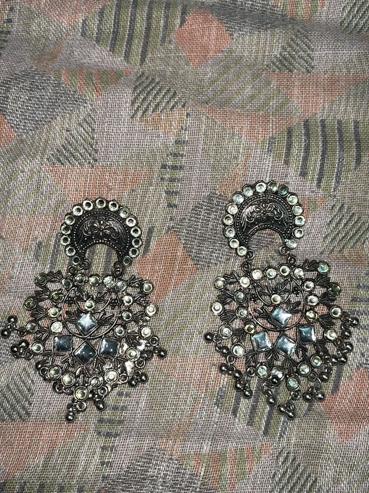 Oxidized Silver Dangle Earrings