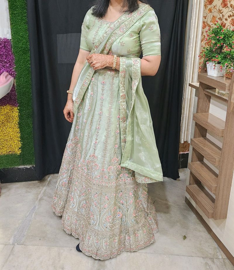 Elegant Sage Green Lehenga