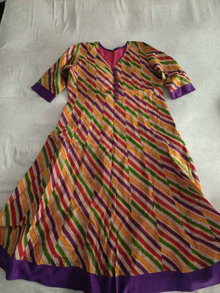Colorful Striped Anarkali Kurti