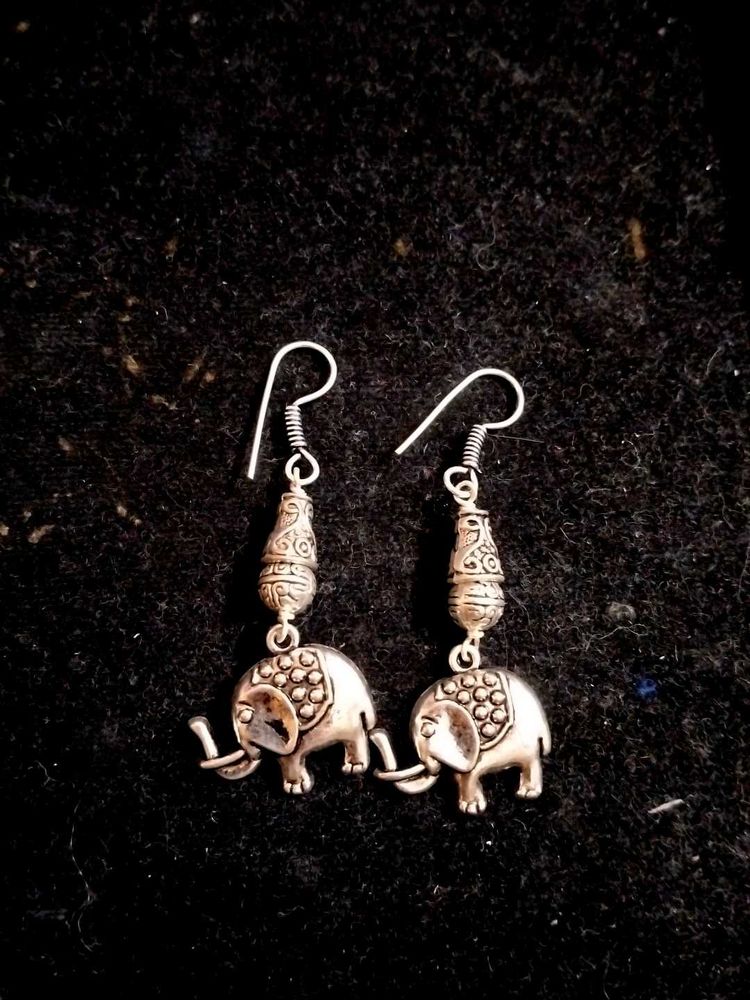 Ethnic Wear Elephant Oxidised Earrings