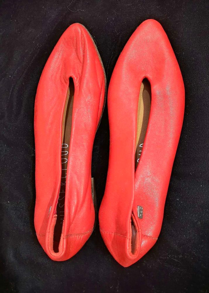Red Leather Ballerinas