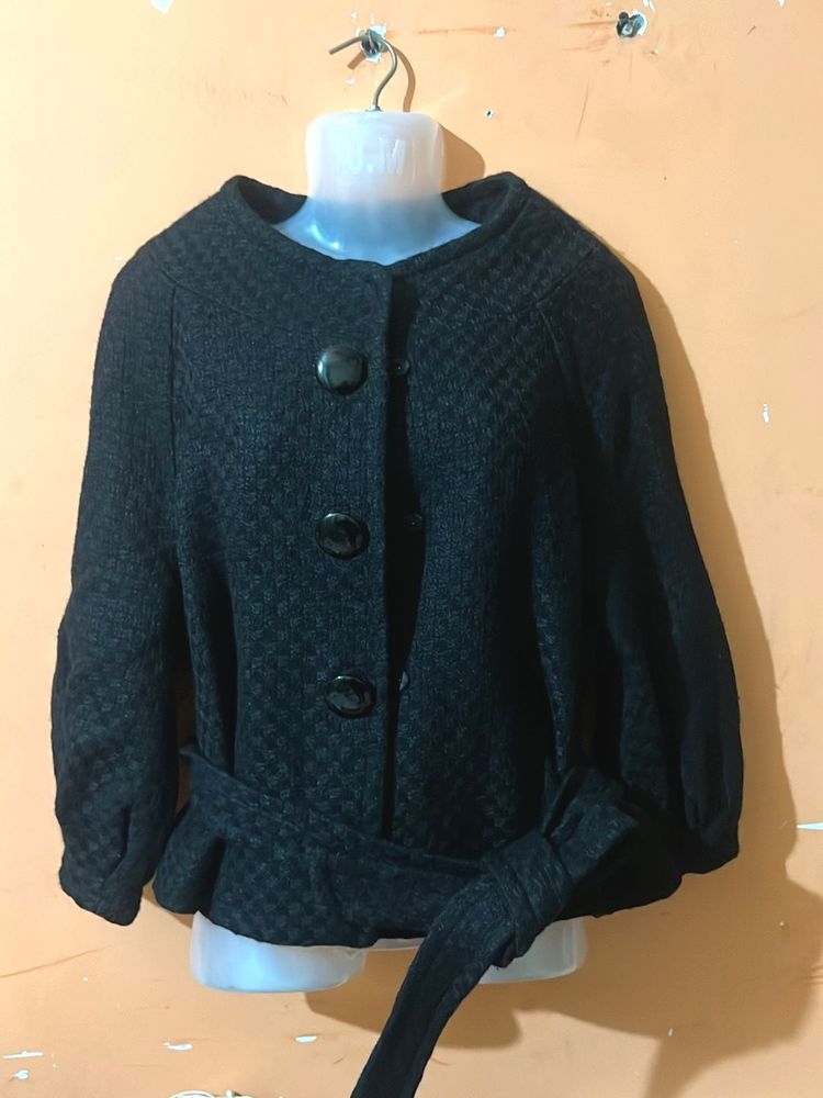 Elegant Black Belted Jacket