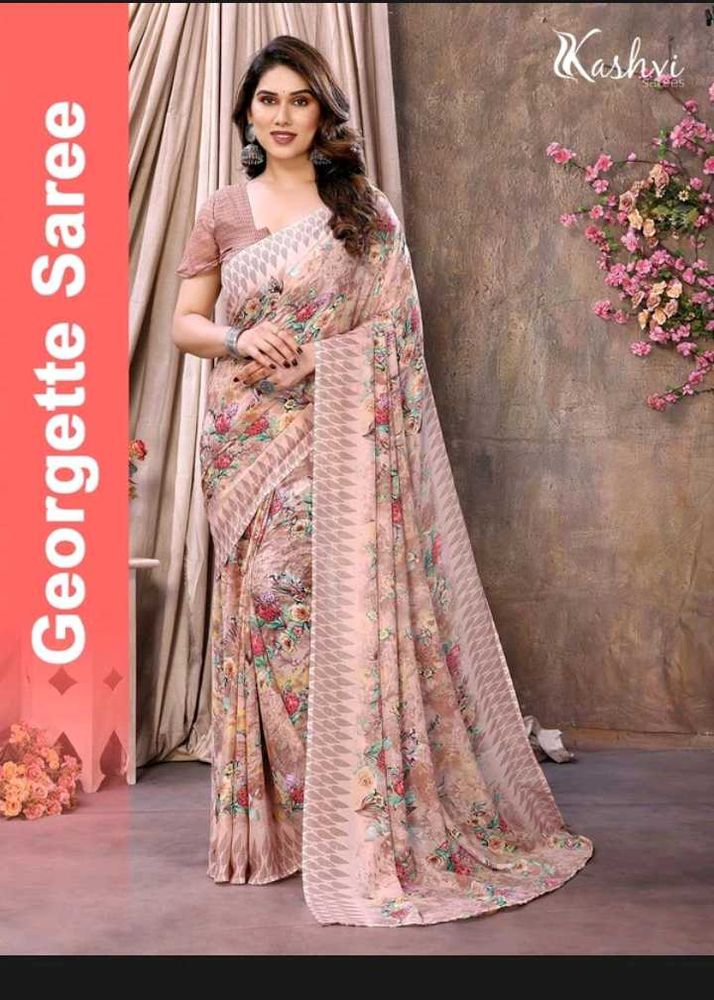 Elegant Floral Georgette Saree