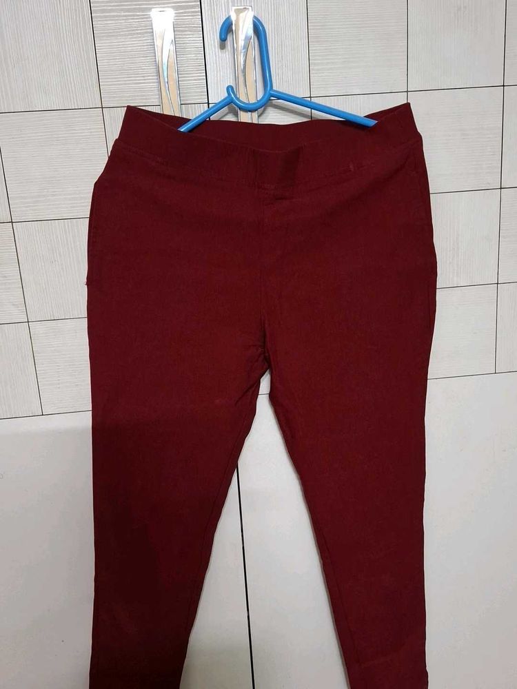 maroon Slim Fit Pants